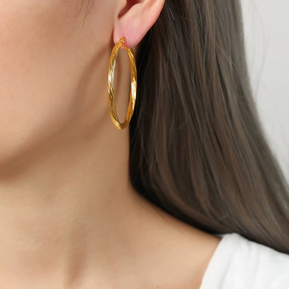 Wholesale 316L Stainless Steel Geometric Circle Electroplated Exaggerated Women's Earrings