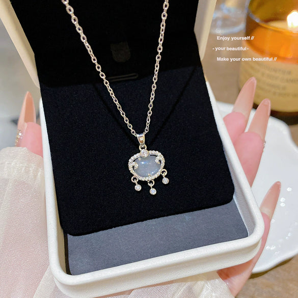 Wholesale Titanium Steel Geometric Clavicle Chain Necklace Set With Zirconia For Women