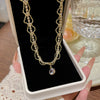 Wholesale Titanium Steel Geometric Clavicle Chain Necklace Set With Zirconia For Women