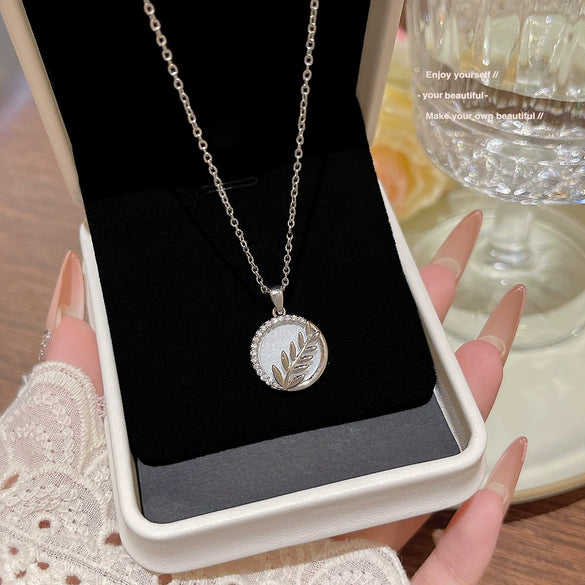 Wholesale Titanium Steel Geometric Clavicle Chain Necklace Set With Zirconia For Women