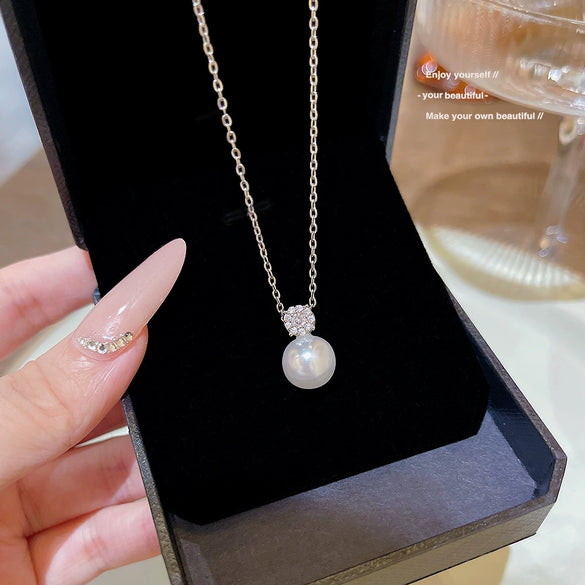 Wholesale Titanium Steel Geometric Clavicle Chain Necklace Set With Zirconia For Women