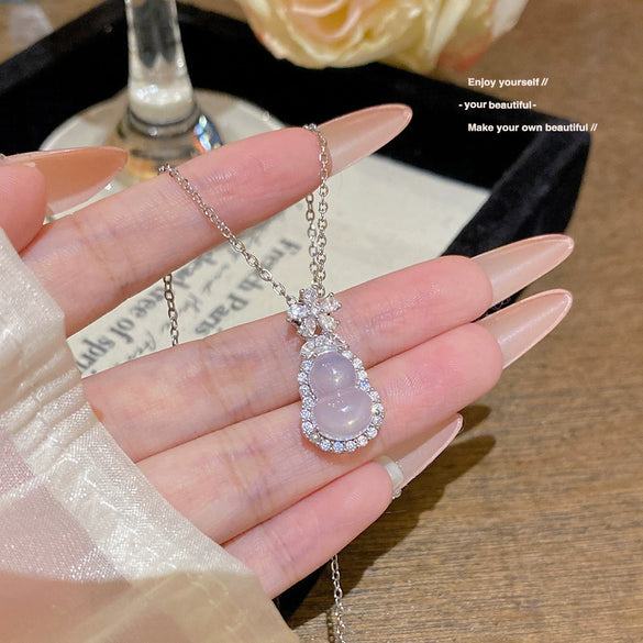 Wholesale Titanium Steel Geometric Clavicle Chain Necklace Set With Zirconia For Women