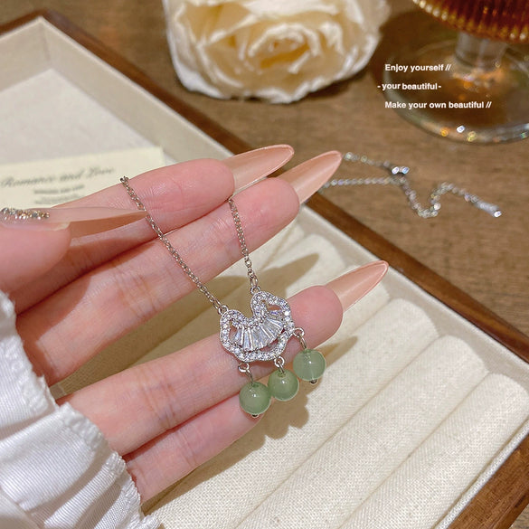 Wholesale Titanium Steel Geometric Clavicle Chain Necklace Set With Zirconia For Women