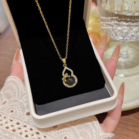 Wholesale Titanium Steel Geometric Clavicle Chain Necklace Set With Zirconia For Women