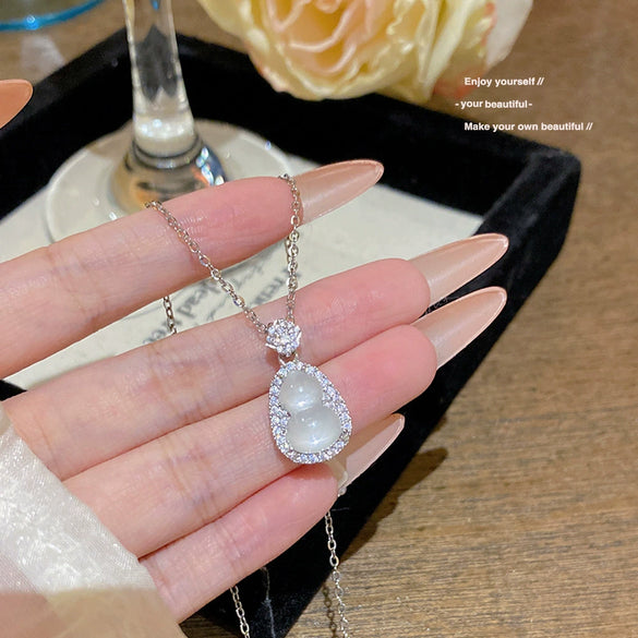 Wholesale Titanium Steel Geometric Clavicle Chain Necklace Set With Zirconia For Women