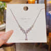 Wholesale Titanium Steel Geometric Clavicle Chain Necklace Set With Zirconia For Women