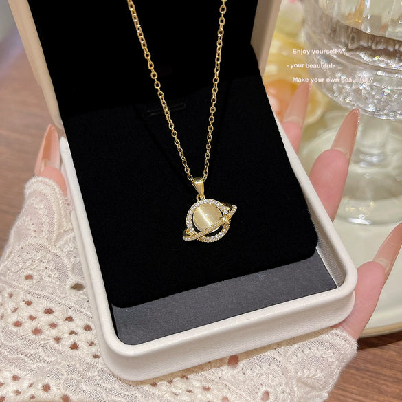 Wholesale Titanium Steel Geometric Clavicle Chain Necklace Set With Zirconia For Women