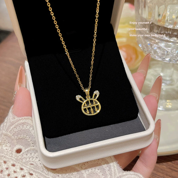 Wholesale Titanium Steel Geometric Clavicle Chain Necklace Set With Zirconia For Women