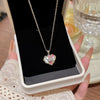 Wholesale Titanium Steel Geometric Clavicle Chain Necklace Set With Zirconia For Women