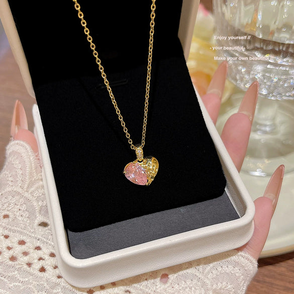 Wholesale Titanium Steel Geometric Clavicle Chain Necklace Set With Zirconia For Women