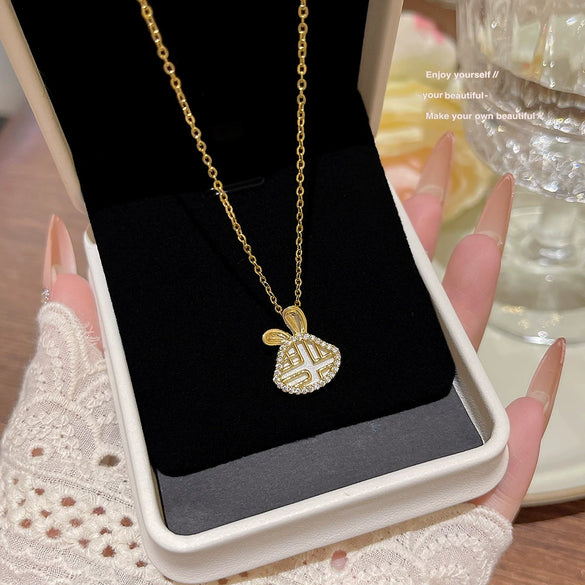 Wholesale Titanium Steel Geometric Clavicle Chain Necklace Set With Zirconia For Women