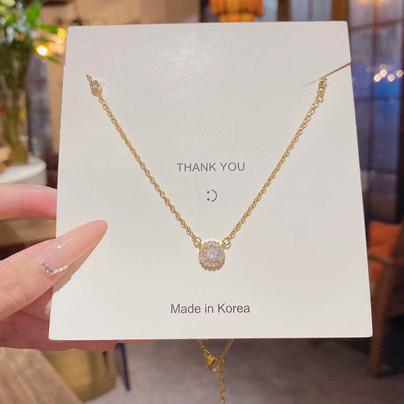 Wholesale Titanium Steel Geometric Clavicle Chain Necklace Set With Zirconia For Women