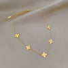 Wholesale Titanium Steel Geometric Clover Laser Electroplated Unisex Clavicle Necklace