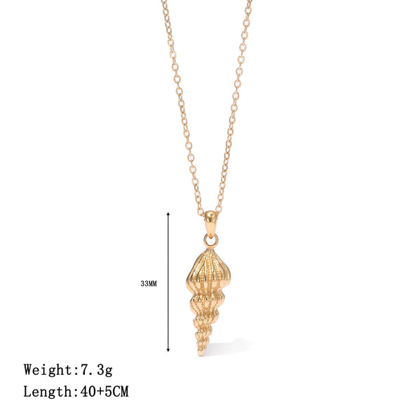 Wholesale Titanium Steel Geometric Conch Pendant Women's O Word Chain Necklace With Electroplating