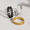 Wholesale Titanium Steel Geometric Copper Coin Shape Electroplated Couple Ring