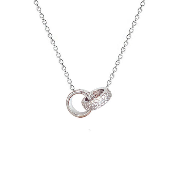 Wholesale Titanium Steel Geometric Cross Chain Light Luxury Women's Concentric Ring Necklace