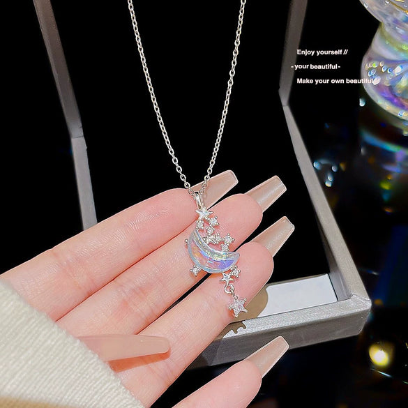 Wholesale Titanium Steel Geometric Cross Chain Light Luxury Women's Concentric Ring Necklace