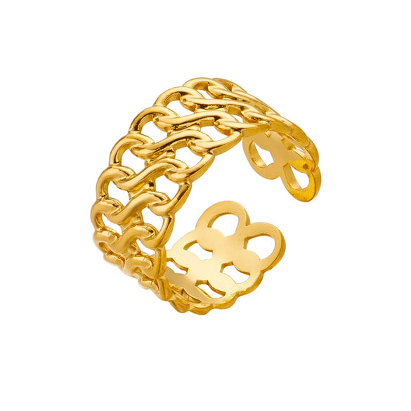 Wholesale Titanium Steel Geometric Cross Eightword Twist Hollow Women's Ring With Electroplating