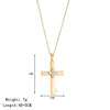 Wholesale Titanium Steel Geometric Cross Pendant Flower Necklace With Electroplating And O Word Chain For Women