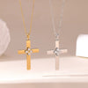 Wholesale Titanium Steel Geometric Cross Pendant Flower Necklace With Electroplating And O Word Chain For Women