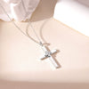 Wholesale Titanium Steel Geometric Cross Pendant Flower Necklace With Electroplating And O Word Chain For Women