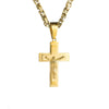 Wholesale Titanium Steel Geometric Cross Pendant Necklace With String Of Pearls Chain For Men Electroplated