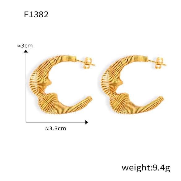 Wholesale 316L Stainless Steel Geometric Cshaped Electroplated Winding Line Earrings For Women