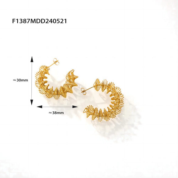 Wholesale 316L Stainless Steel Geometric Cshaped Electroplated Winding Line Earrings For Women