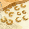Wholesale 316L Stainless Steel Geometric Cshaped Electroplated Winding Line Earrings For Women