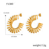Wholesale 316L Stainless Steel Geometric Cshaped Electroplated Winding Line Earrings For Women