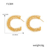 Wholesale 316L Stainless Steel Geometric Cshaped Electroplated Winding Line Earrings For Women