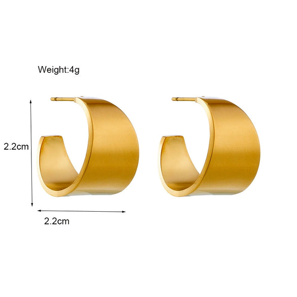 Wholesale Titanium Steel Geometric Cshaped Electroplated Women's Ear Studs In Simple Cold Style