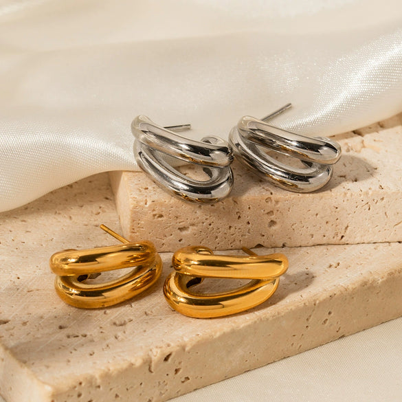 Wholesale Titanium Steel Geometric Cshaped Electroplated Women's Earrings