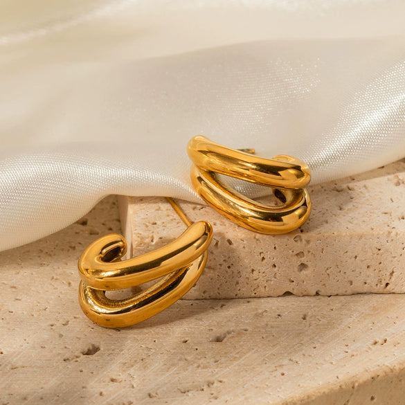 Wholesale Titanium Steel Geometric Cshaped Electroplated Women's Earrings