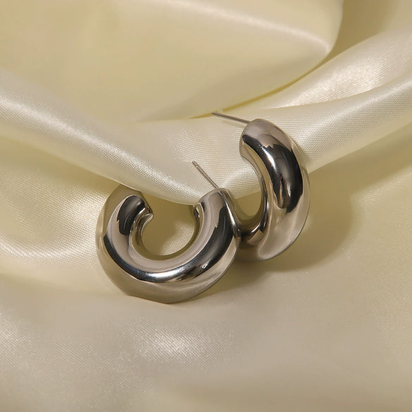 Wholesale Titanium Steel Geometric Cshaped Electroplated Women's Earrings