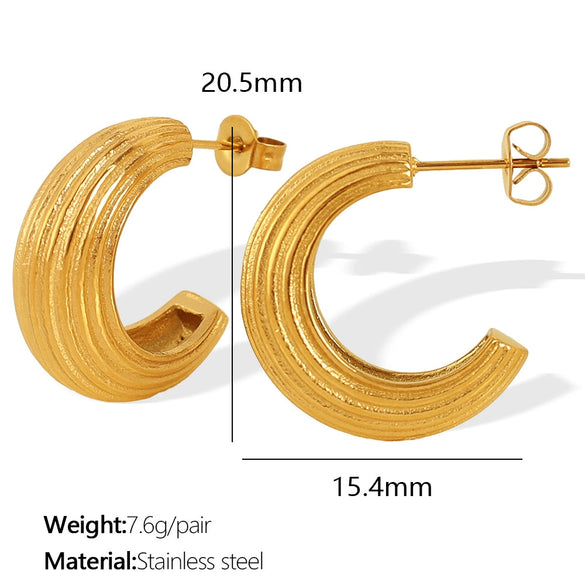 Wholesale 316L Stainless Steel Geometric Cshaped Fashion Earrings For Women With Electroplating Treatment