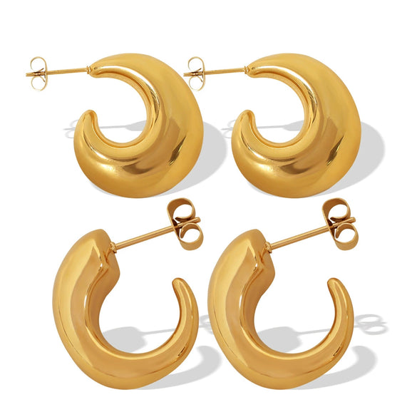 Wholesale 316L Stainless Steel Geometric Cshaped Hollow Earrings For Women Retro Style Electroplated