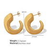 Wholesale 316L Stainless Steel Geometric Cshaped Hollow Earrings For Women Retro Style Electroplated