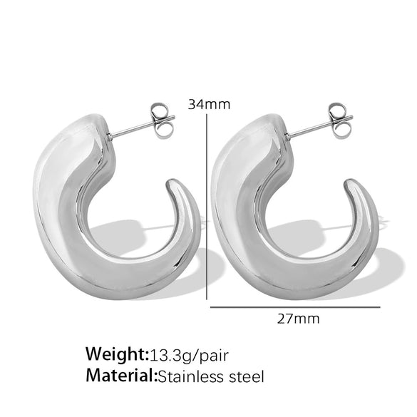 Wholesale 316L Stainless Steel Geometric Cshaped Hollow Earrings For Women Retro Style Electroplated