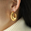 Wholesale 316L Stainless Steel Geometric Cshaped Hollow Earrings For Women Retro Style Electroplated
