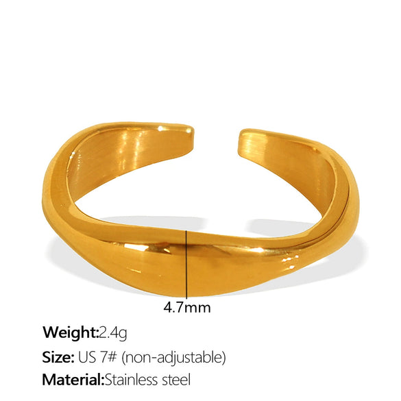 Wholesale 316L Stainless Steel Geometric Cshaped Opening Fashion Ring For Women With Electroplating