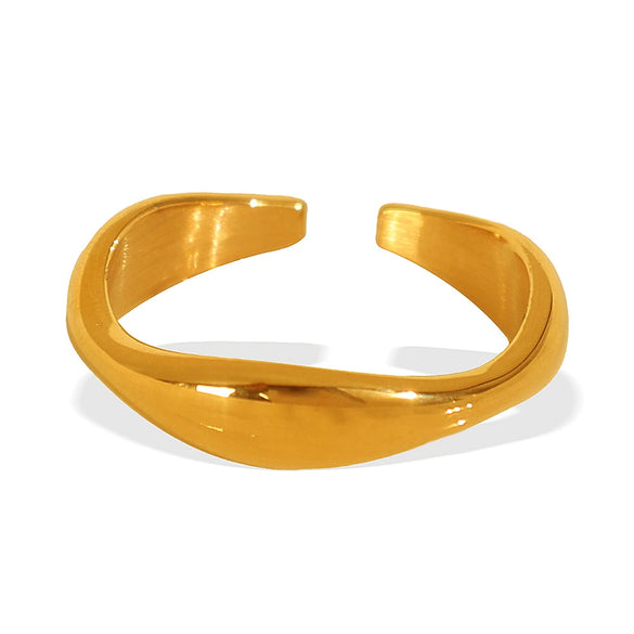 Wholesale 316L Stainless Steel Geometric Cshaped Opening Fashion Ring For Women With Electroplating