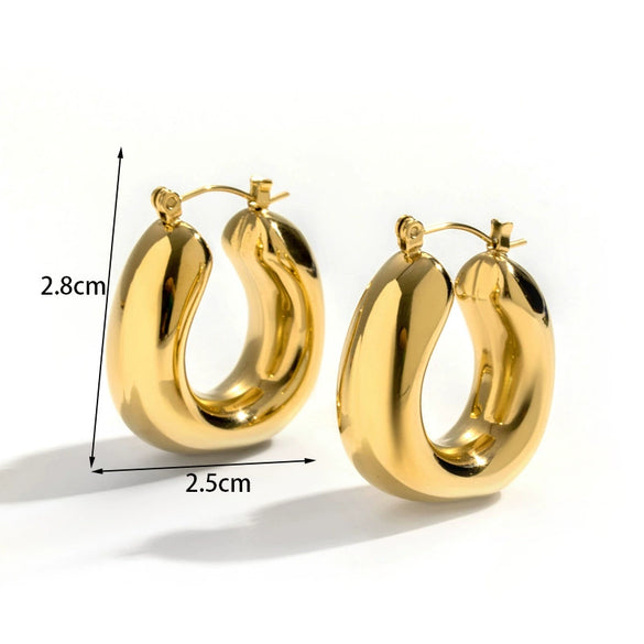 Wholesale Titanium Steel Geometric Cshaped Rectangular Electroplated Metal Earrings For Women