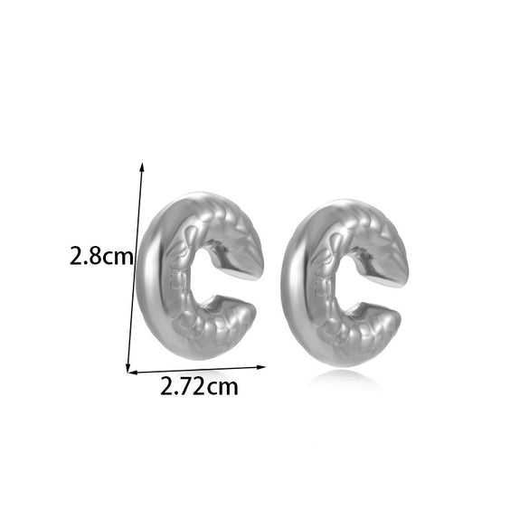 Wholesale Titanium Steel Geometric Cshaped Rectangular Electroplated Metal Earrings For Women