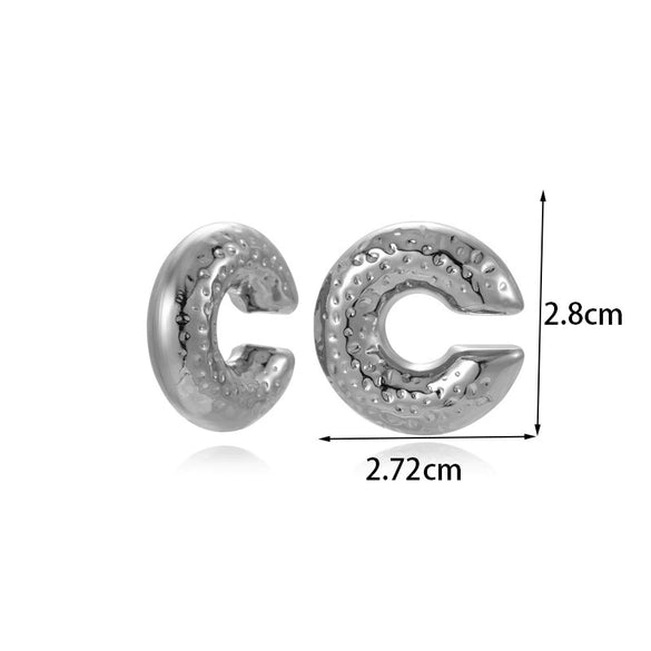 Wholesale Titanium Steel Geometric Cshaped Rectangular Electroplated Metal Earrings For Women