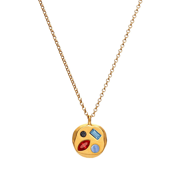 Wholesale Titanium Steel Geometric December Birthstone Zircon Necklace For Women With Electroplating Treatment And Water Wave Chain