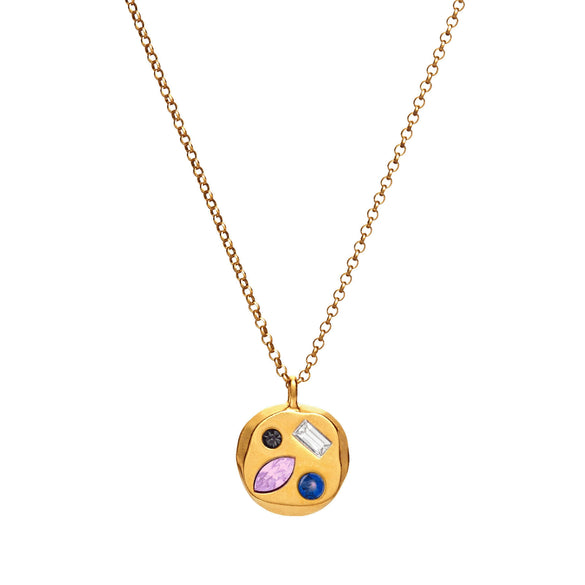 Wholesale Titanium Steel Geometric December Birthstone Zircon Necklace For Women With Electroplating Treatment And Water Wave Chain