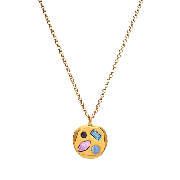 Wholesale Titanium Steel Geometric December Birthstone Zircon Necklace For Women With Electroplating Treatment And Water Wave Chain