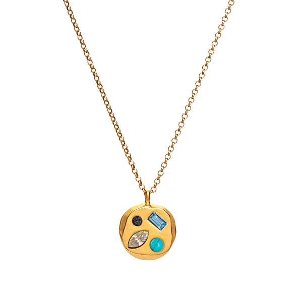 Wholesale Titanium Steel Geometric December Birthstone Zircon Necklace For Women With Electroplating Treatment And Water Wave Chain