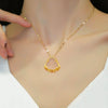 Wholesale Titanium Steel Geometric Diamond Microinlay Women's Buddha Pendant Necklace
